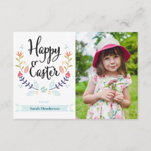 Carte photo heureux floral de Pâques
