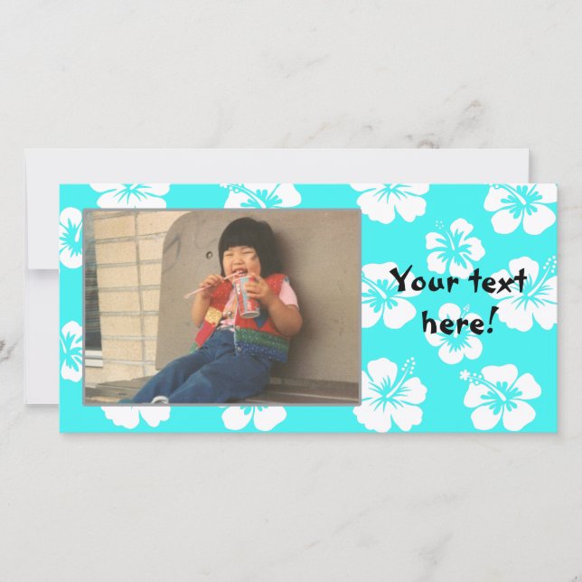Carte photo Hibiscus Turquoise personnalisable (Devant)