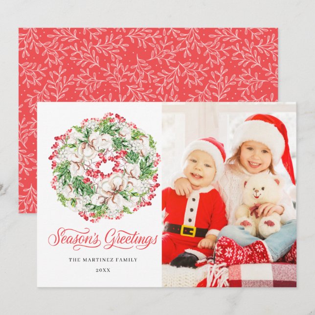 Carte PHOTO Hiver Wreath Holiday Appartement Christmas C (Devant / Derrière)