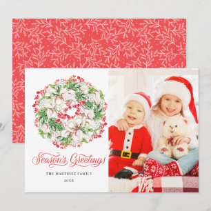 Carte PHOTO Hiver Wreath Holiday Appartement Christmas C