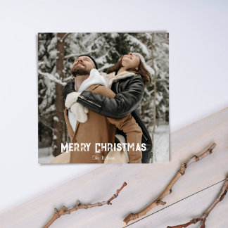 Carte photo hivernale rustique représentant une sc