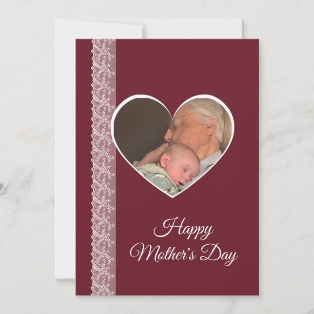 Carte Photo inside Heart image with lace border (Devant)