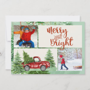 Carte photo Joyeuse et Bright Red Truck Christmas