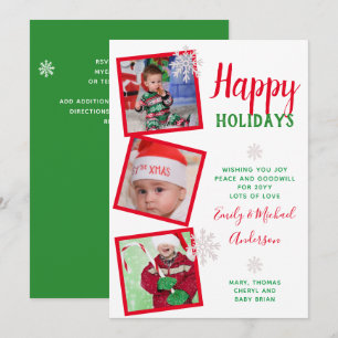 CARTE PHOTO Joyeuses Vacances 2022 Rouge Vert