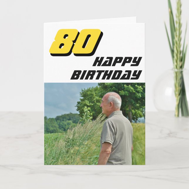 Carte Photo Joyeux 80e anniversaire moderne (Devant)