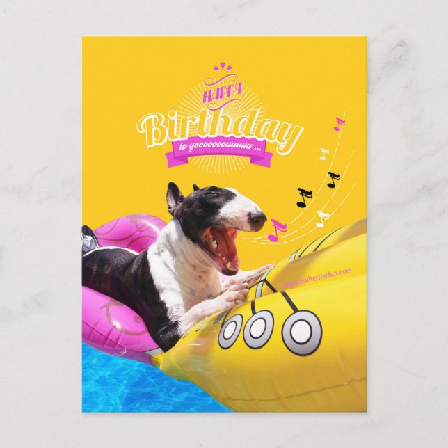 Carte photo "Joyeux Anniversaire" Bull Terrier (Devant)