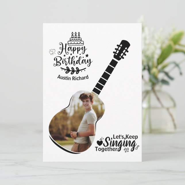 Carte photo Joyeux Anniversaire chantons ensemble (Debout devant)