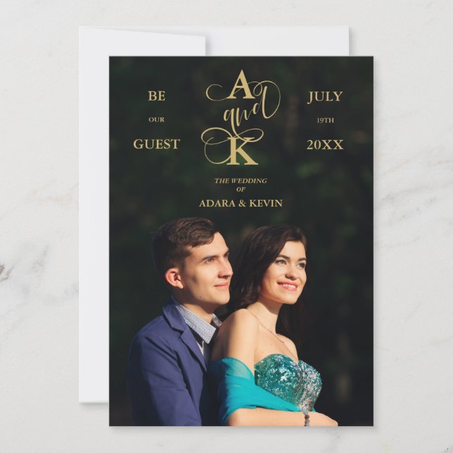 Carte Photo Luxury Faux Golden Fancy Calligraphy (Devant)