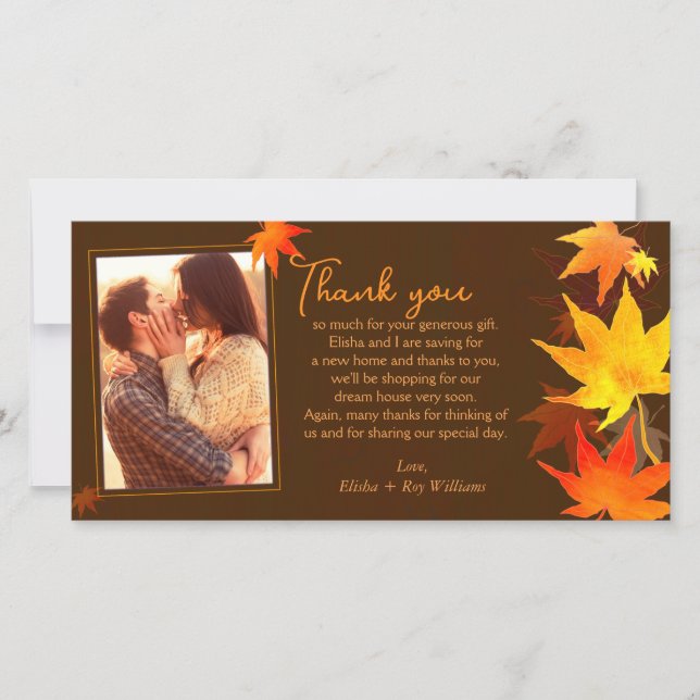 Carte photo Mariage d'érable d'automne (Devant)