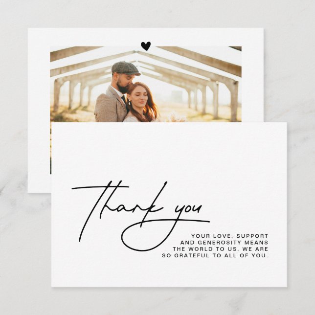 Carte photo mariage Merci (Devant / Derrière)