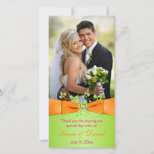 Carte photo Mariage rose orange de citron vert