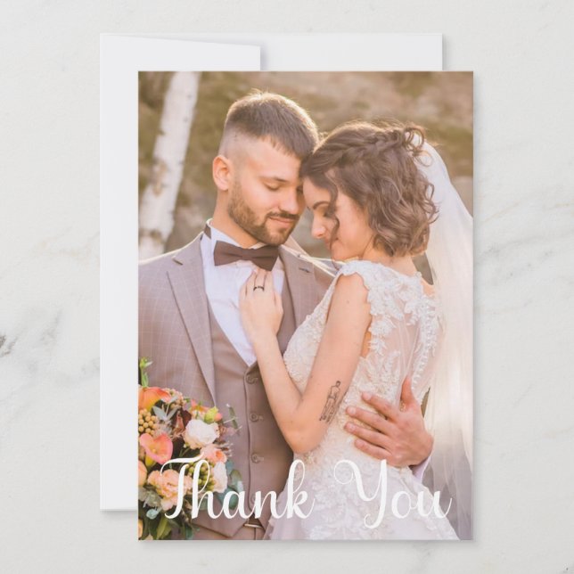 Carte Photo Mariage simple Ajouter votre Merci de voeux (Devant)