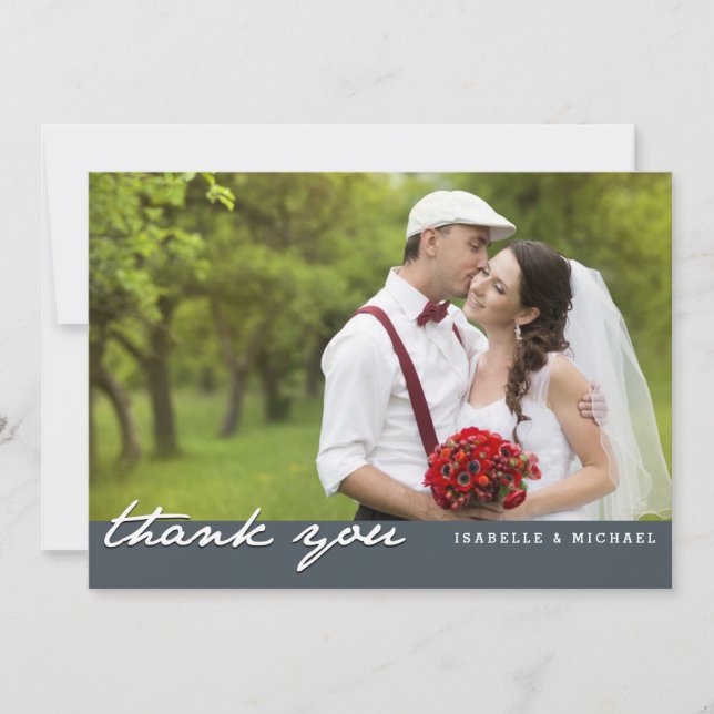 Carte photo Mariage vintage Merci (Devant)