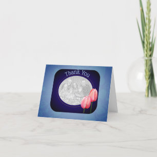 Carte photo Merci de tulipes roses