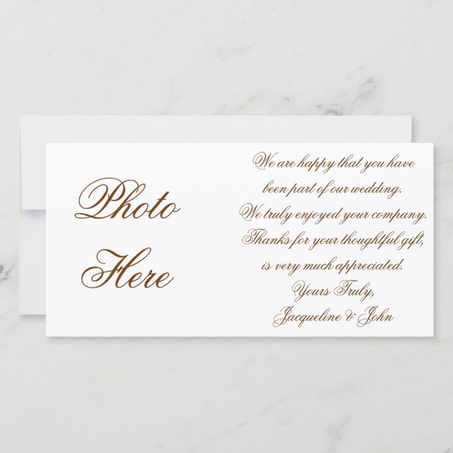 Carte photo ~ Merci Mariage photo de la nuptiale (Devant)