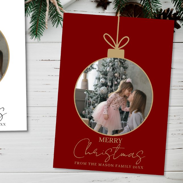 Carte photo Merry Christmas bauble Photo Card (Créateur téléchargé)