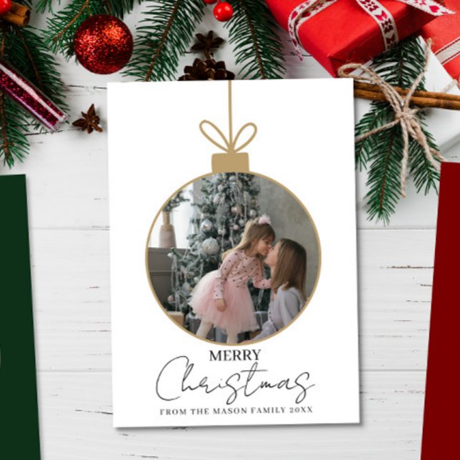 Carte photo Merry Christmas bauble Photo Card (Créateur téléchargé)