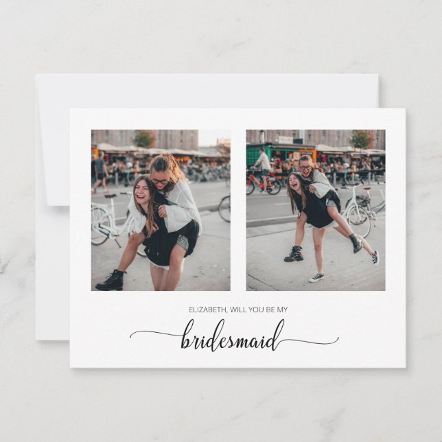 Carte photo minimale Veux-tu être ma demoiselle d' (Devant)