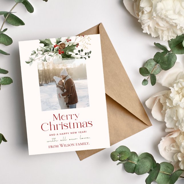 Carte photo minimaliste de Noël familial (Créateur téléchargé)