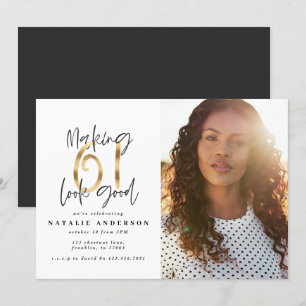 Carte Photo moderne 61e anniversaire noir et or