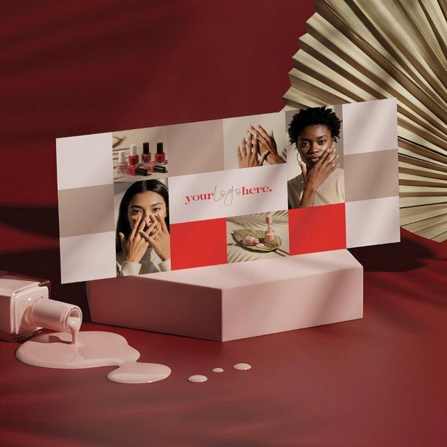 Carte Photo moderne Collage ongle Salon Bon cadeau (Modern Photo Collage Nail Salon Gift Voucher (Front))