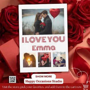 Carte photo moderne de la Saint-Valentin en rouge