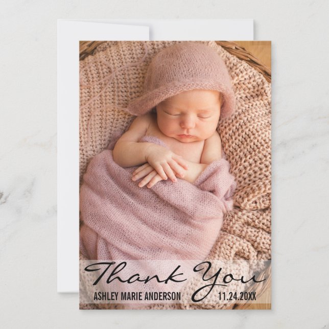 Carte photo moderne de naissance de bébé de Merci (Devant)