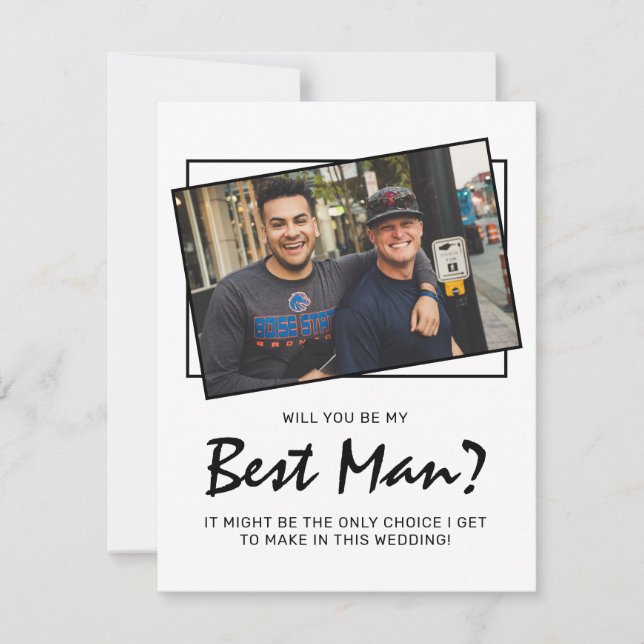 Carte Photo Moderne Drôle Serez-Vous Mon Meilleur Homme  (Devant)