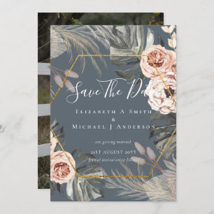 Carte Photo moderne Enregistrer Dates PAMPAS Coral Tropi