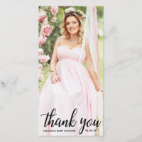 Carte photo moderne L de Merci de baby shower