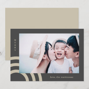 Carte photo moderne Merry Taupe et Grey Christmas