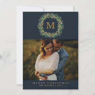 Carte photo Monogramme de couronne de vacances