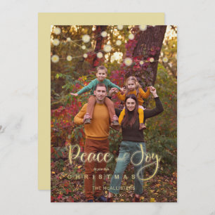 Carte Photo Noël Lumières Paix Joie Script Whimsical