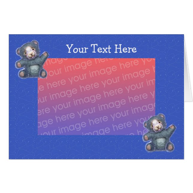 Carte photo Nounours bleu (Devant horizontal)