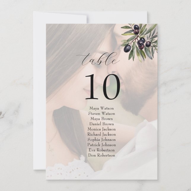 Carte Photo Olive Ivory Wedding Seating Chart (Devant)