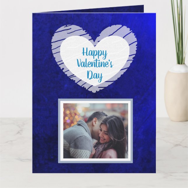Carte photo ombrée bleue de la Saint-Valentin (Devant)