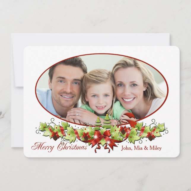 Carte photo ovale de Noël (Devant)