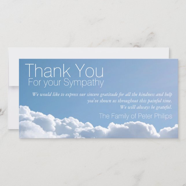 Carte photo paisible de Merci de sympathie du ciel (Devant)