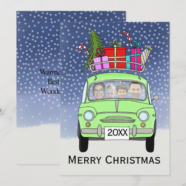 Carte photo personnalisable de Noël (Devant / Derrière)