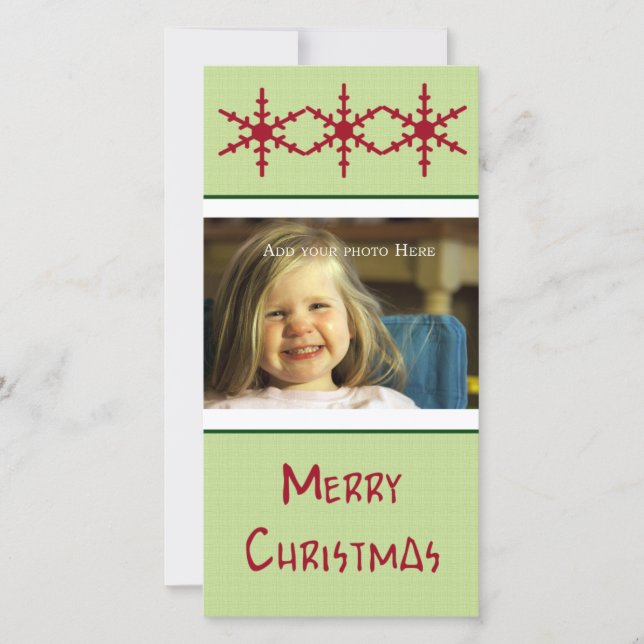 Carte photo personnalisable Red SnowFlakes (Devant)