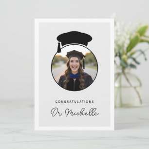 Carte Photo personnalisé diplôme de doctorat PhD moderne