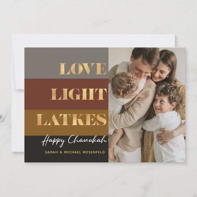 Carte photo personnalisé Hanoukka Gold Love Light  (Devant)