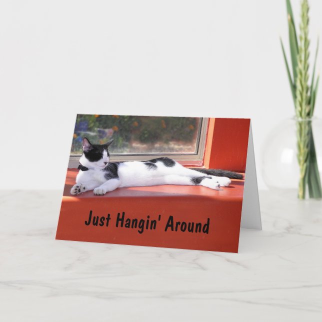 Carte Photo personnalisé Je pense à vous Chat noir et bl (Devant)
