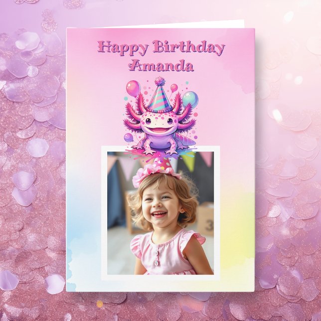 Carte Photo personnalisée Anniversaire de la fille Axolo (Créateur téléchargé)