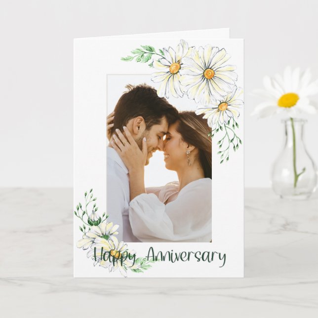 Carte Photo personnalisée Blancs Anniversaire Salutation (Petite plante)