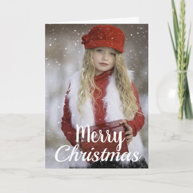 Carte Photo personnalisée et texte. Joyeux Noël. (Devant)