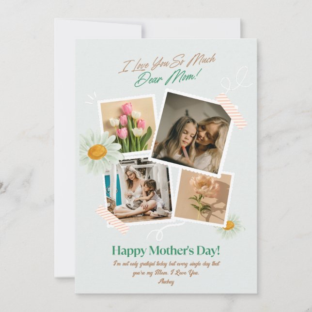 Carte Photo personnalisée Fête des mères Amour Maman (Devant)