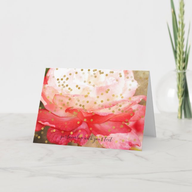 Carte Photo personnalisée Gold Confetti Overlay (Devant)