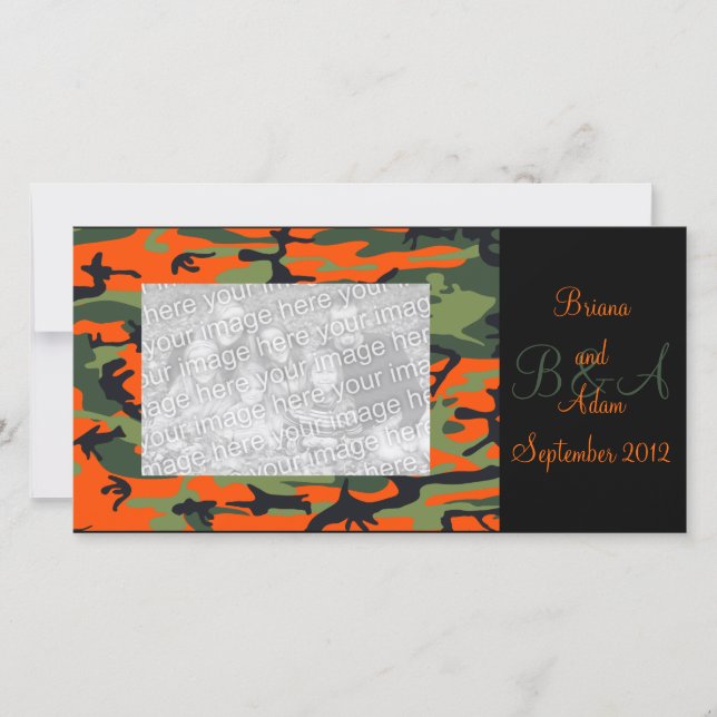 Carte photo personnalisée Hunter Orange Camo Frame (Devant)
