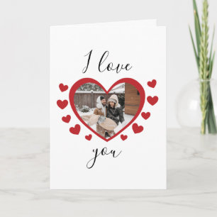 Carte Photo personnalisée Je t'aime coeur, heureux valen